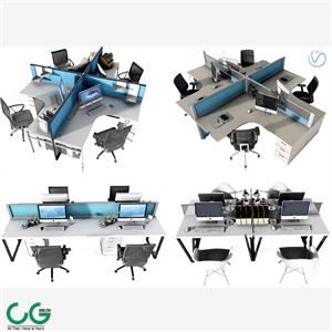 3d model of modern card position office desk and chair